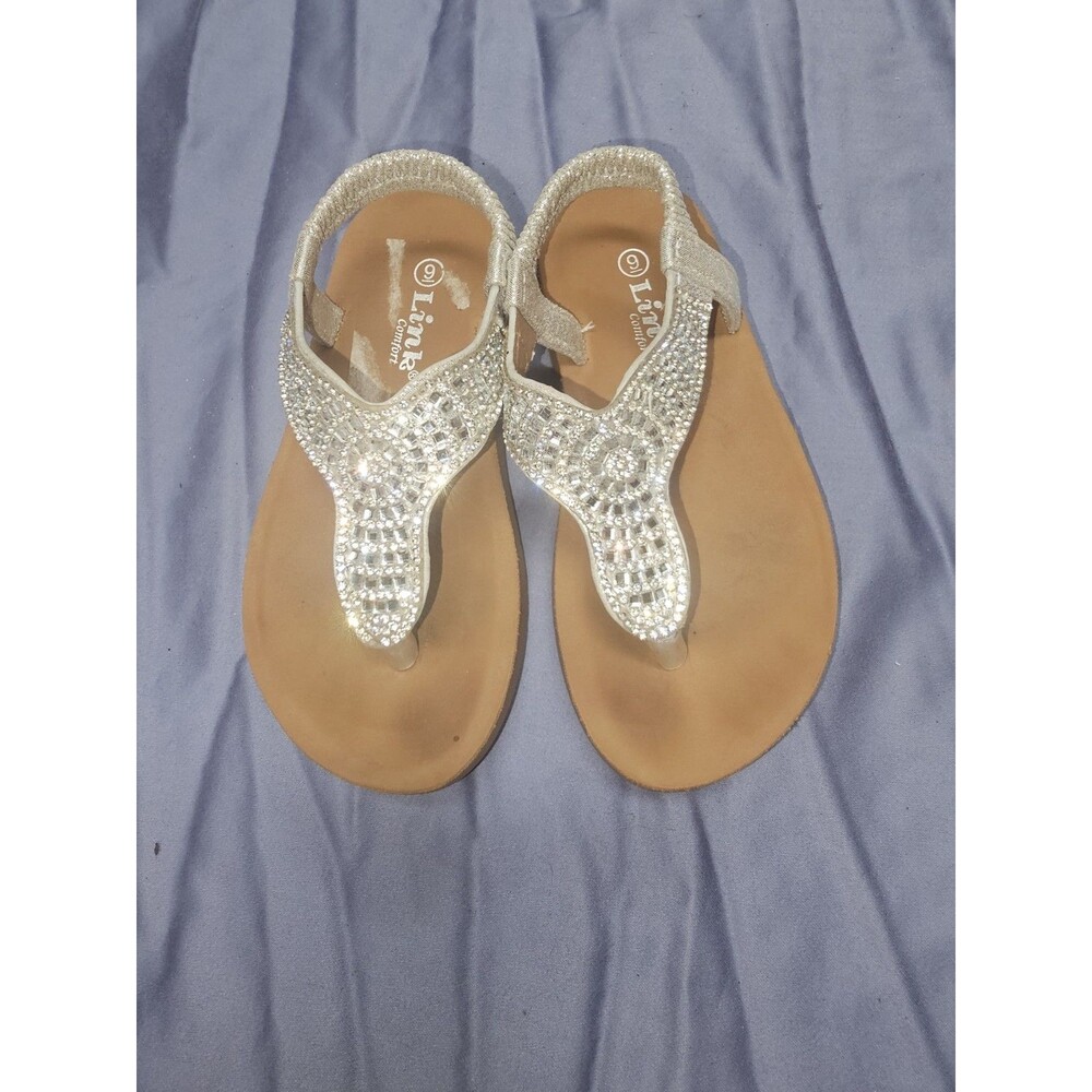 Link Girls Little Kids Silver Rhinestone Sandal Size 9